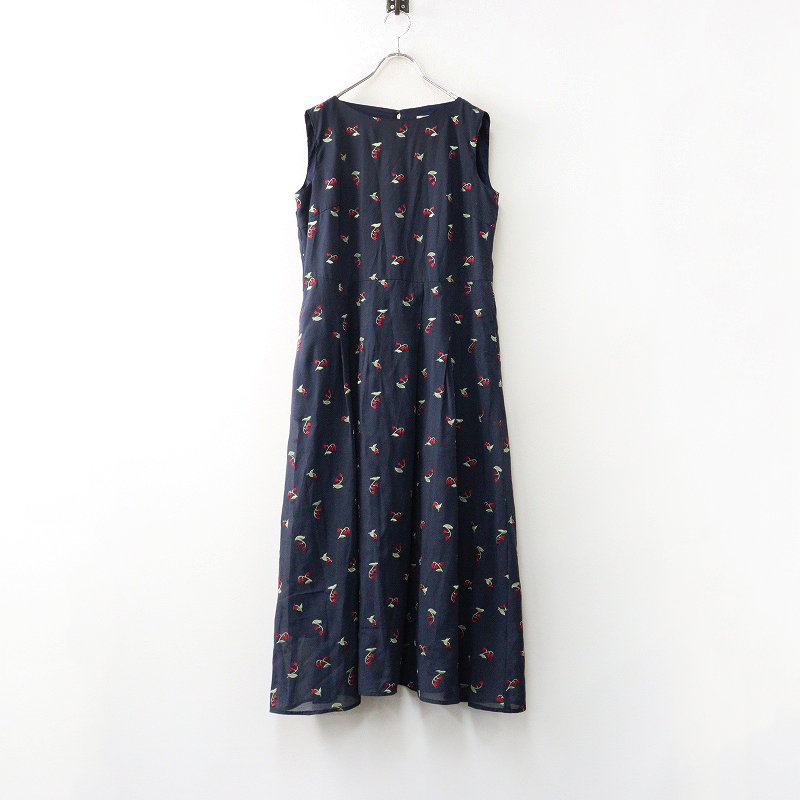 2024SS ローズティアラ Rose Tiara スズラン刺繍ワンピース 38＼ネイビー フラワー 花柄 ノースリーブ ドレス【2400014690460】_画像1