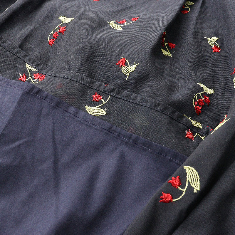 2024SS ローズティアラ Rose Tiara スズラン刺繍ワンピース 38＼ネイビー フラワー 花柄 ノースリーブ ドレス【2400014690460】_画像5