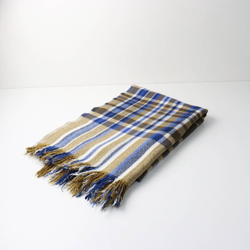 未使用 定価4.1万 カディアンドコー Khadi and co BESS NIELSEN ウール 大判 チェック ストール ｜ベージュ系【2400014687194】_画像1