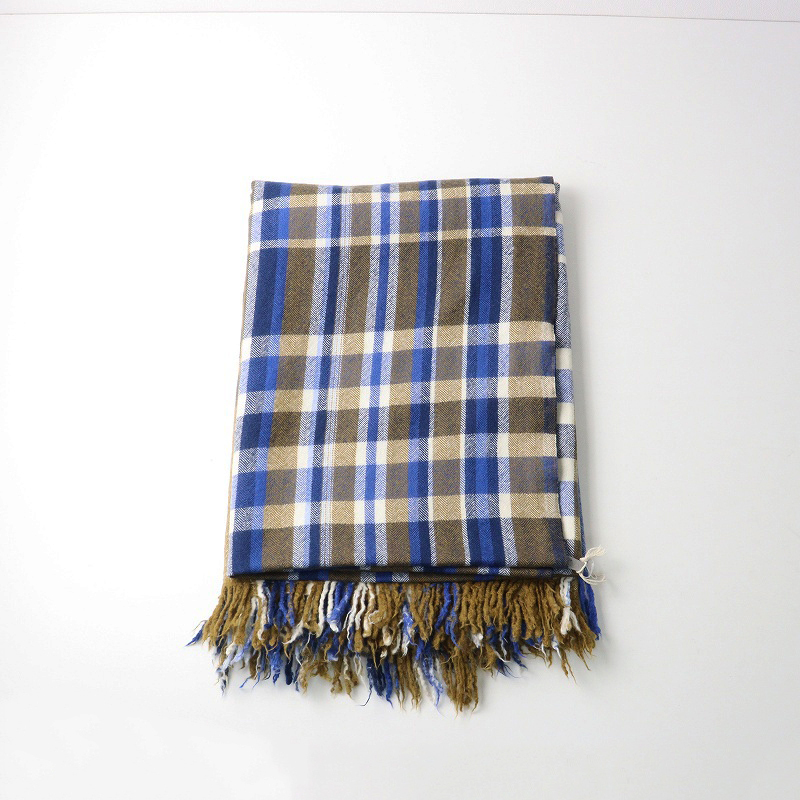 未使用 定価4.1万 カディアンドコー Khadi and co BESS NIELSEN ウール 大判 チェック ストール ｜ベージュ系【2400014687194】_画像3