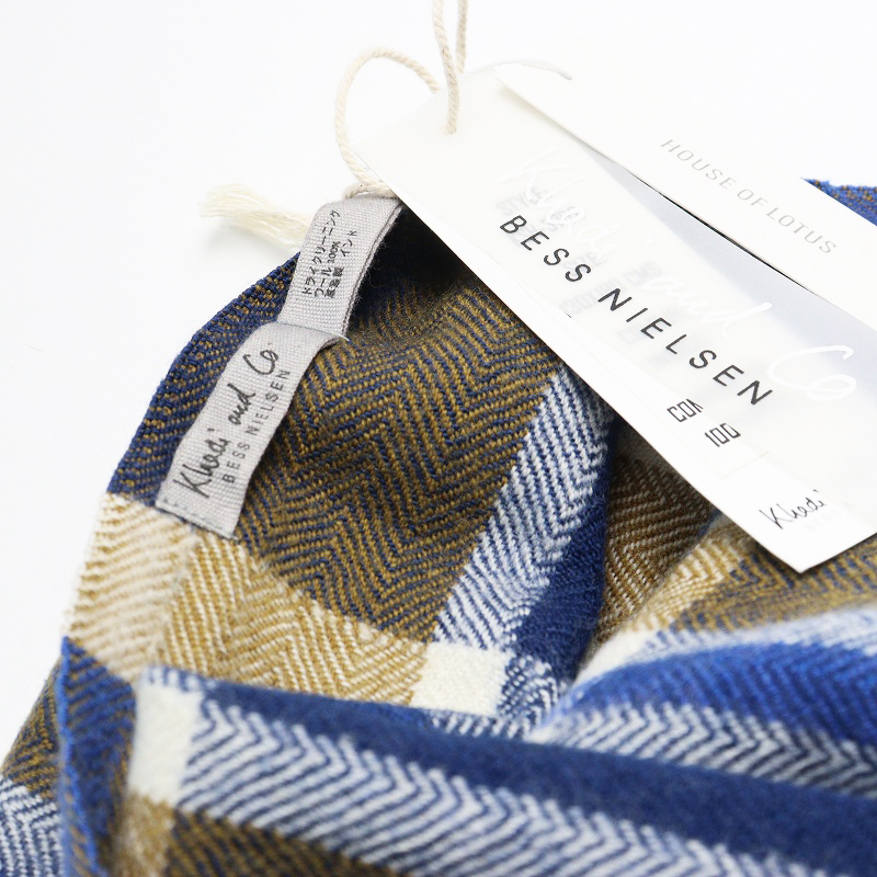 未使用 定価4.1万 カディアンドコー Khadi and co BESS NIELSEN ウール 大判 チェック ストール ｜ベージュ系【2400014687194】_画像9