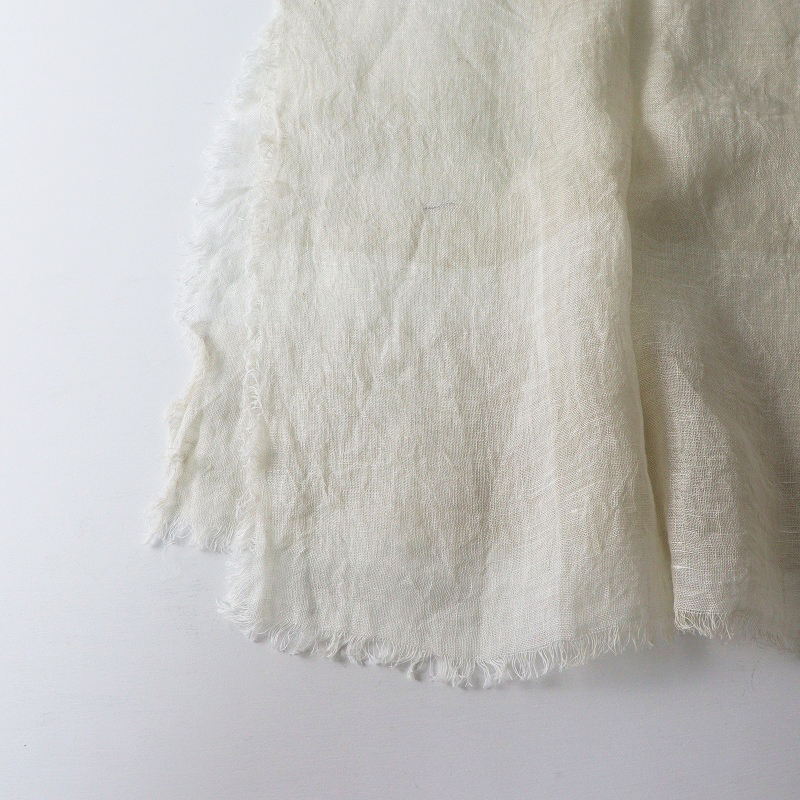 美品 hint hint ヒントヒント ブロック配色 大判リネンストール ナチュラルベージュ┃マフラー ショール 麻素材【2400014699234】_画像4