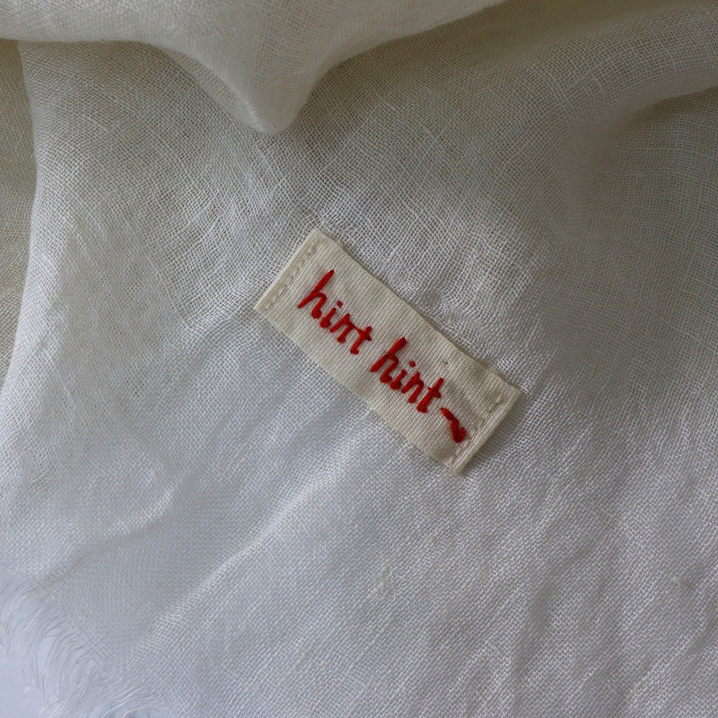 美品 hint hint ヒントヒント ブロック配色 大判リネンストール ナチュラルベージュ┃マフラー ショール 麻素材【2400014699234】_画像7