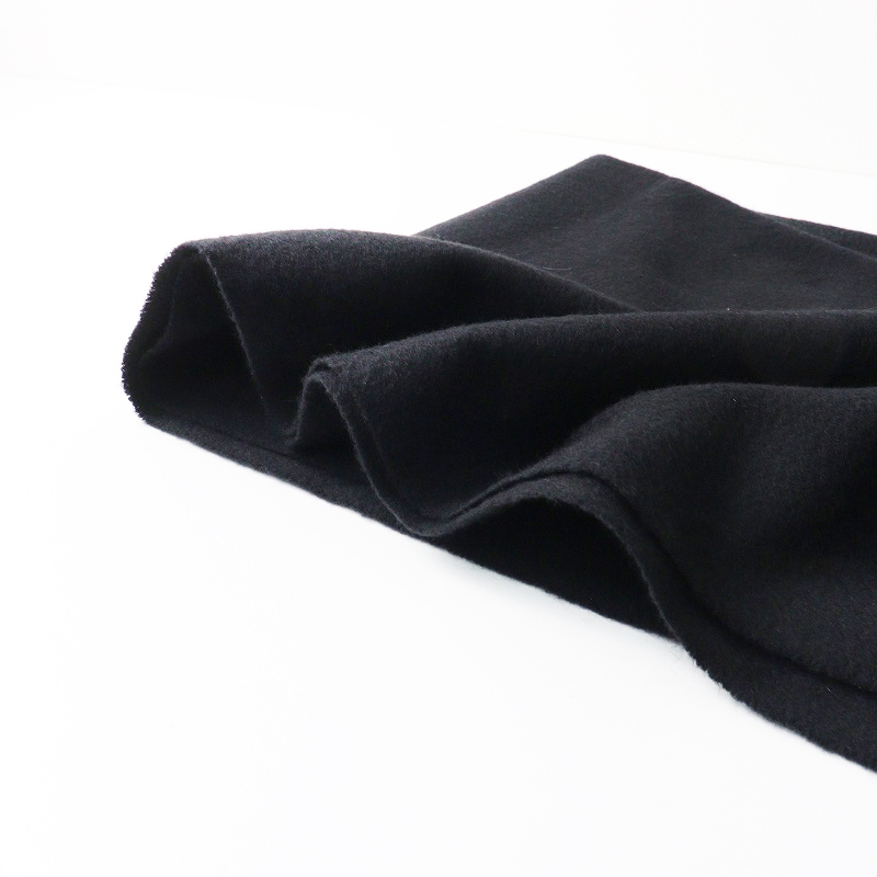 美品 スコットランド製 グレンプリンス Glen Prince カシミヤ100% サイドフリンジ 大判ストール ブラック ┃黒 ショール【2400014702910】_画像6