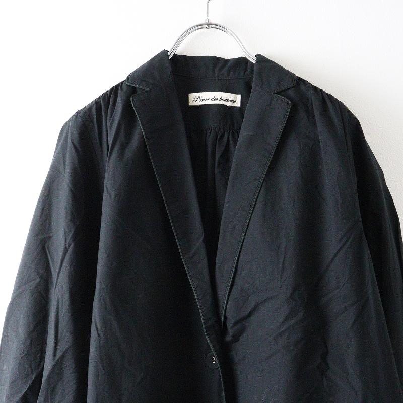 ポルテデブトン Porter des boutons コットン コートワンピース |ブラック 羽織り ライト【2400014694567】_画像3