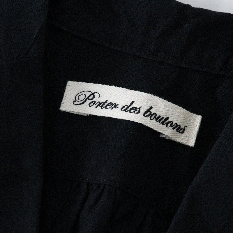 ポルテデブトン Porter des boutons コットン コートワンピース |ブラック 羽織り ライト【2400014694567】_画像9