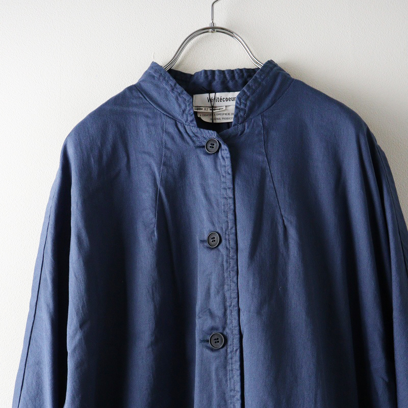 未使用 ヴェリテクール Veritecoeur CT-001 シャツワンピース 2｜ブルー トップス noukoniro 濃紺色 スタンドカラー【2400014694482】_画像4