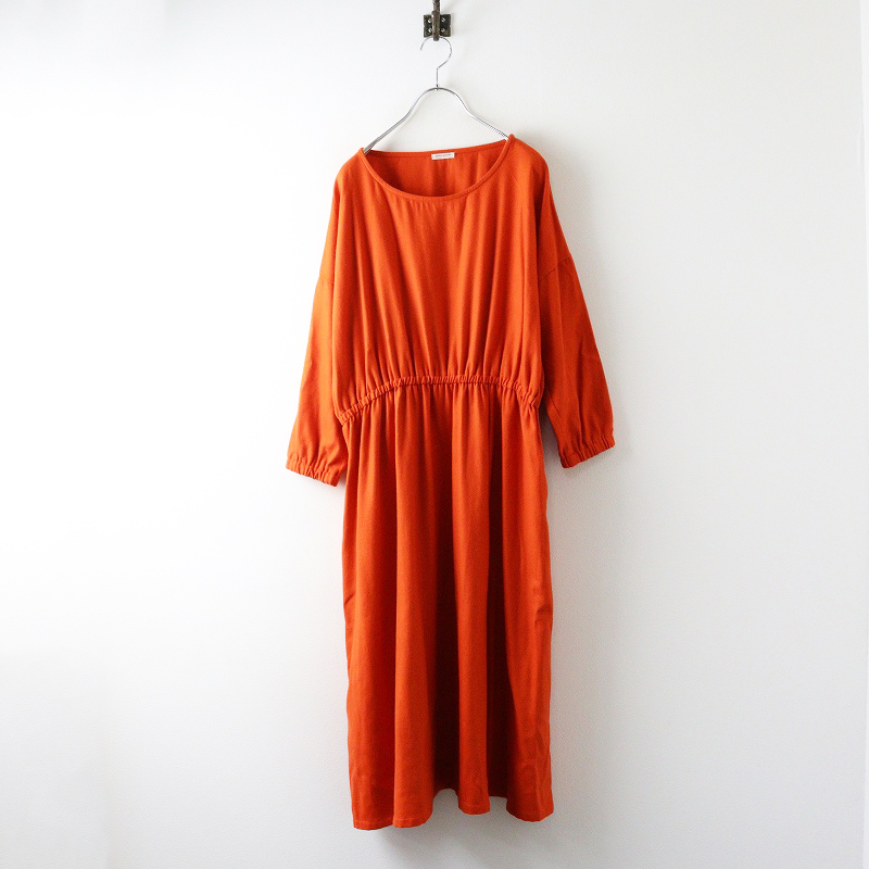 キャトルセゾン quatre saisons ウール ウエストマーク ワンピース ｜オレンジ トップス プルオーバー【2400014694451】_画像1