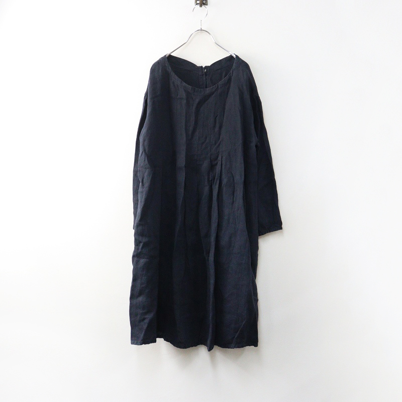 ツムグ tumugu ソリトリネン2WAYワンピース F ダークネイビー┃麻素材 チュニック ワイド 幅広【2400014691603】_画像1