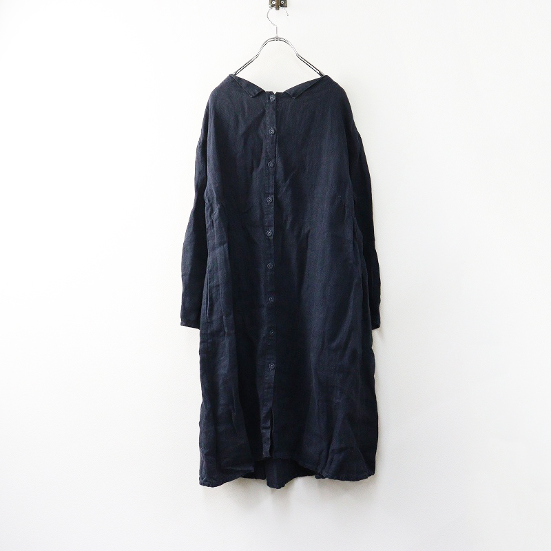 ツムグ tumugu ソリトリネン2WAYワンピース F ダークネイビー┃麻素材 チュニック ワイド 幅広【2400014691603】_画像2