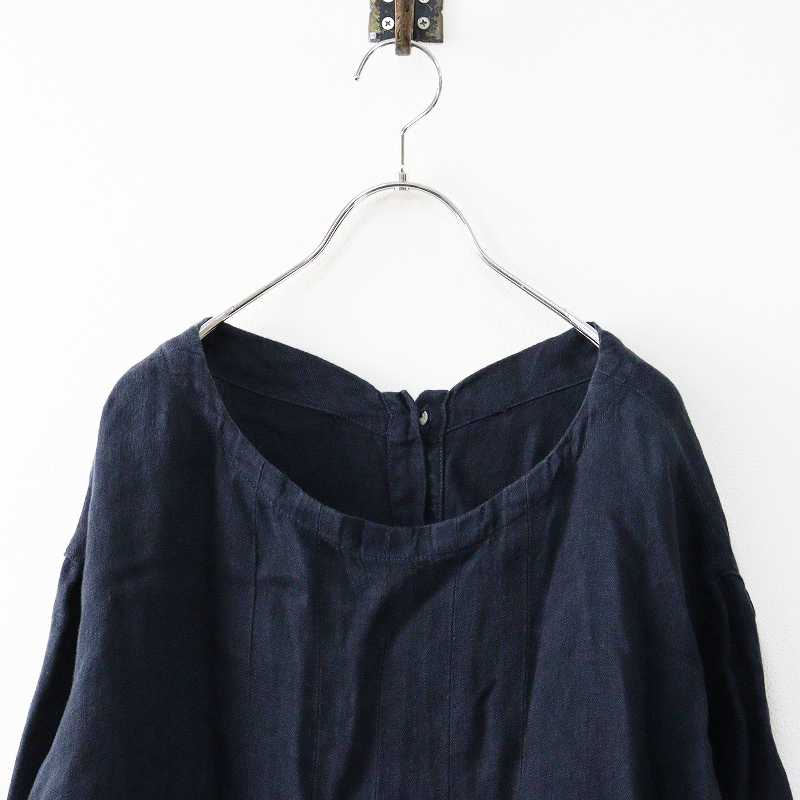 ツムグ tumugu ソリトリネン2WAYワンピース F ダークネイビー┃麻素材 チュニック ワイド 幅広【2400014691603】_画像3