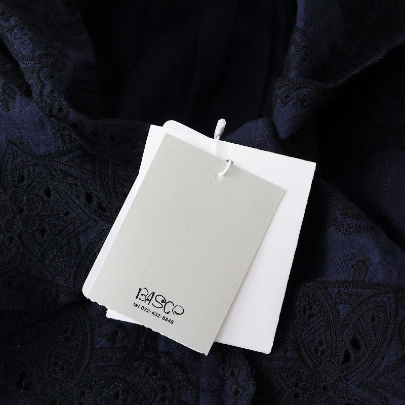 未使用 バスコ　BASCO フラン スカラップ レース ワンピース 2｜ネイビー トップス 前開き コットン【2400014694710】_画像10