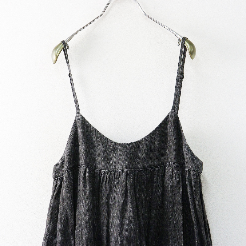 ネストローブ nest Robe 染色 リネンヘリンボーンキャミソールワンピース F ダークグレー┃ワイド フレア レイヤード【2400014691597】_画像3