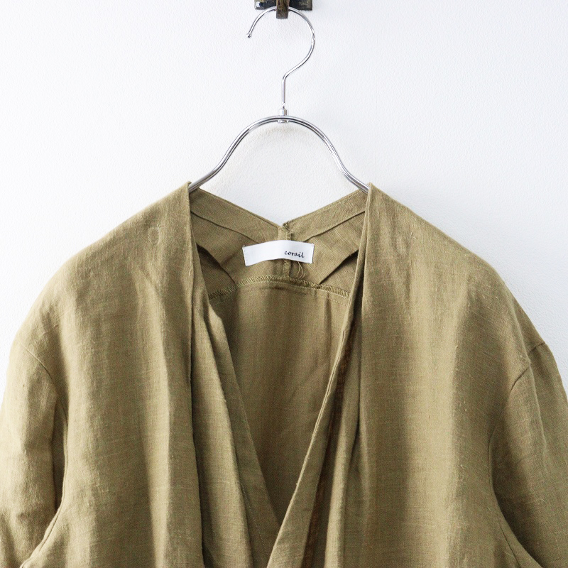 ナチュラン コライユ corail リネンカシュクールワンピース F ベージュ┃麻素材 ワイド フレア ナチュラル【2400014691580】_画像3