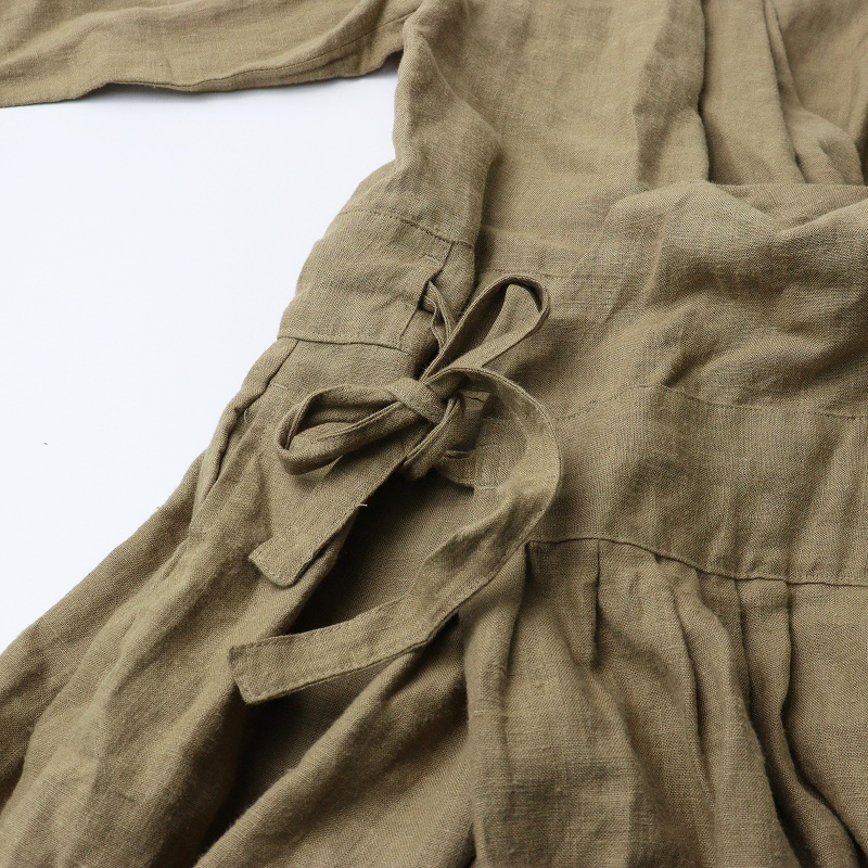 ナチュラン コライユ corail リネンカシュクールワンピース F ベージュ┃麻素材 ワイド フレア ナチュラル【2400014691580】_画像5