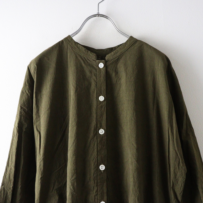 未使用 ガーゼ Gauze# SWITCHING GATHER SHIRT DRESS スイッチングギャザーシャツドレス F｜オリーブ【2400014694673】_画像3