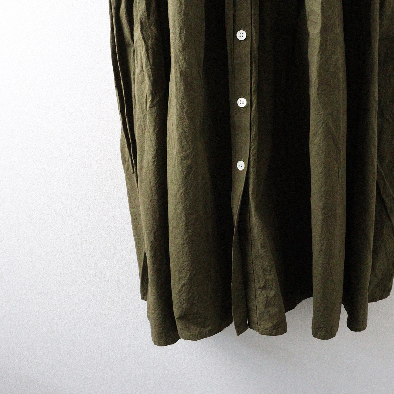 未使用 ガーゼ Gauze# SWITCHING GATHER SHIRT DRESS スイッチングギャザーシャツドレス F｜オリーブ【2400014694673】_画像4