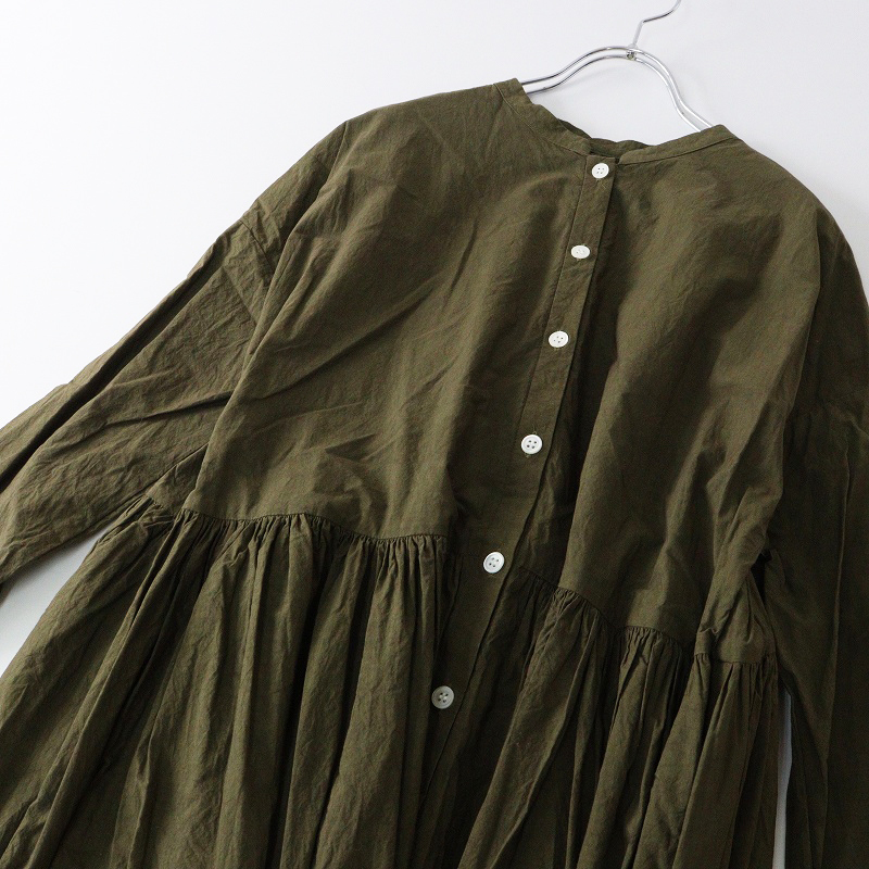 未使用 ガーゼ Gauze# SWITCHING GATHER SHIRT DRESS スイッチングギャザーシャツドレス F｜オリーブ【2400014694673】_画像5
