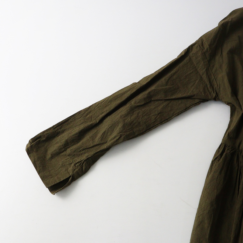 未使用 ガーゼ Gauze# SWITCHING GATHER SHIRT DRESS スイッチングギャザーシャツドレス F｜オリーブ【2400014694673】_画像6