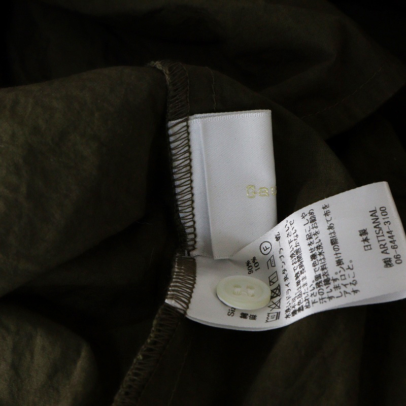 未使用 ガーゼ Gauze# SWITCHING GATHER SHIRT DRESS スイッチングギャザーシャツドレス F｜オリーブ【2400014694673】_画像7