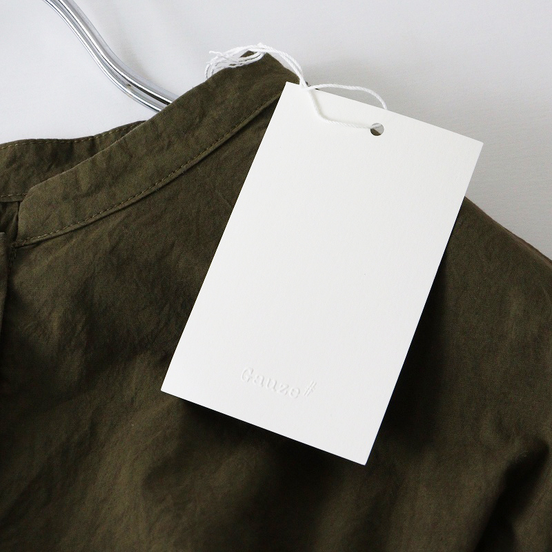 未使用 ガーゼ Gauze# SWITCHING GATHER SHIRT DRESS スイッチングギャザーシャツドレス F｜オリーブ【2400014694673】_画像8