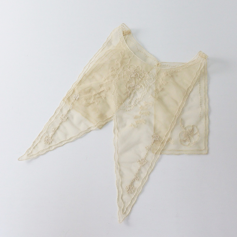 未使用 ハウピア haupia エディブルフラワーを閉じ込めてワンピース 38|ベージュ モチーフ レースつけ襟【2400014694659】_画像6