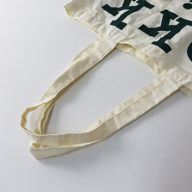 マリメッコ marimekko ロゴトートバッグ ｜オフホワイト×グリーン ハンドバッグ オーガニックコットン【2400014694499】_画像4