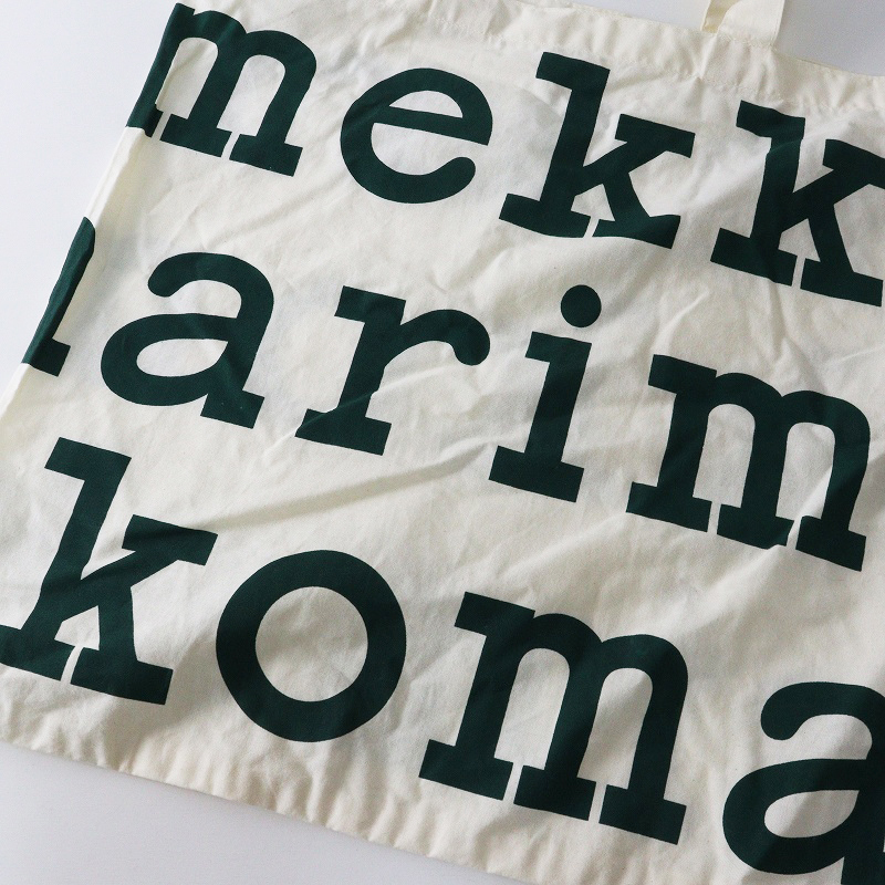 マリメッコ marimekko ロゴトートバッグ ｜オフホワイト×グリーン ハンドバッグ オーガニックコットン【2400014694499】_画像7