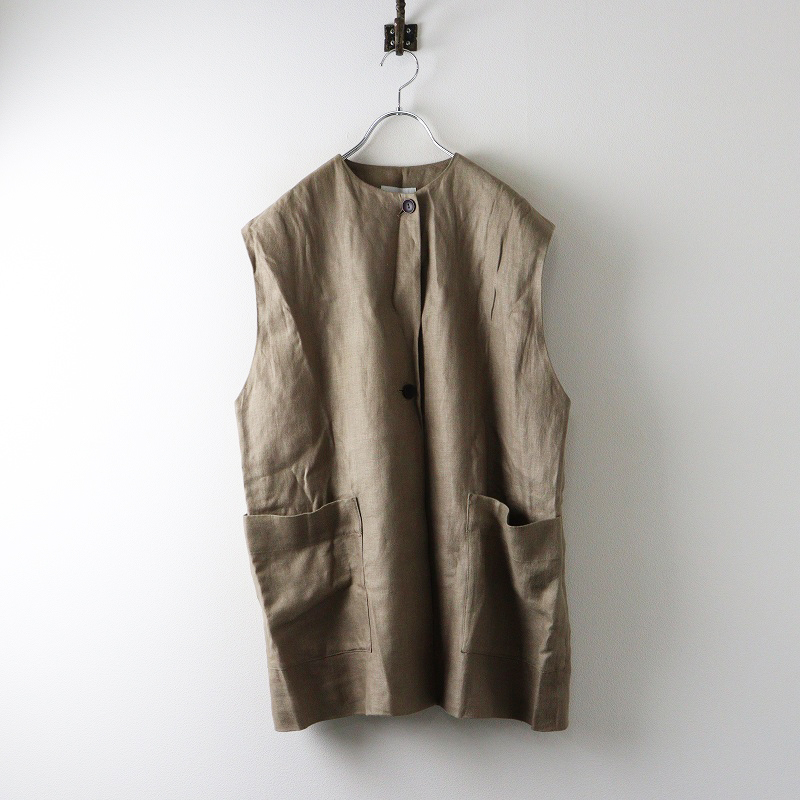 定価31900円 2025年 アデュートリステス ロワズィール LOISIR リネンツイルオーバーベスト ベージュ┃ハオリ 羽織【2400014699241】_画像1