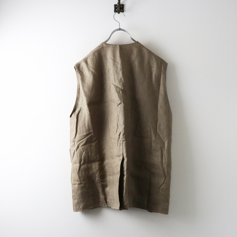 定価31900円 2025年 アデュートリステス ロワズィール LOISIR リネンツイルオーバーベスト ベージュ┃ハオリ 羽織【2400014699241】_画像2
