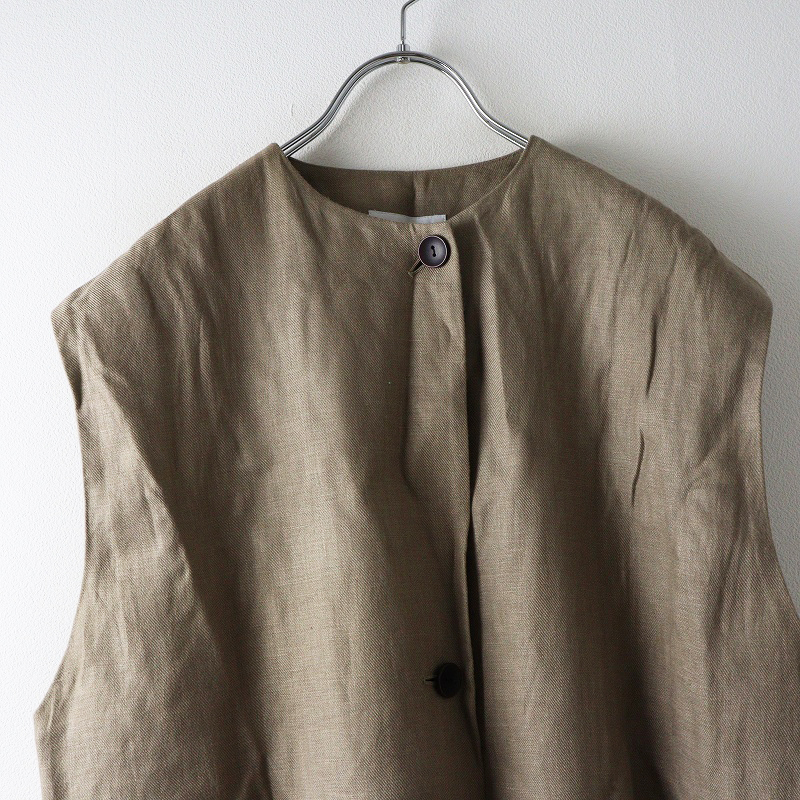 定価31900円 2025年 アデュートリステス ロワズィール LOISIR リネンツイルオーバーベスト ベージュ┃ハオリ 羽織【2400014699241】_画像3
