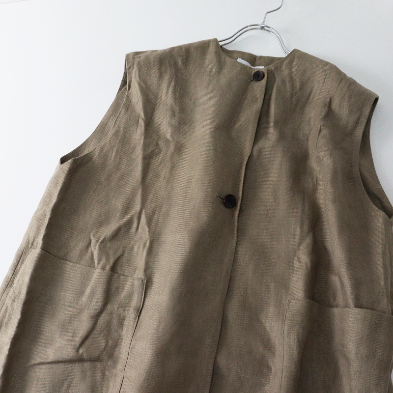 定価31900円 2025年 アデュートリステス ロワズィール LOISIR リネンツイルオーバーベスト ベージュ┃ハオリ 羽織【2400014699241】_画像5