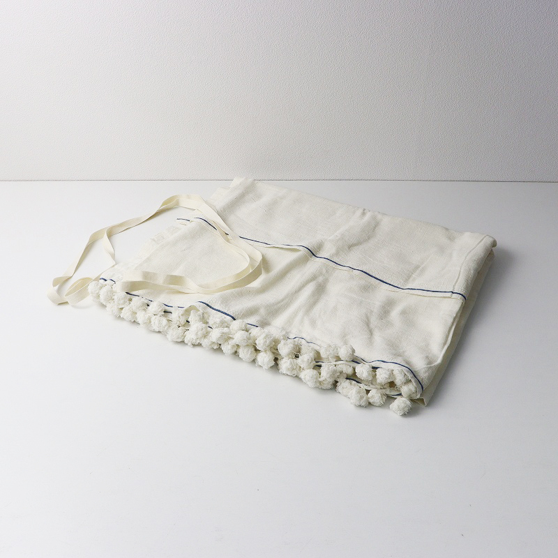 ドーサ dosa オーガニックカディコットン ボンボン付き ショール キナリ┃インド製 生成り ストール タッセル付き【2400014703757】_画像1