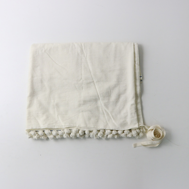 ドーサ dosa オーガニックカディコットン ボンボン付き ショール キナリ┃インド製 生成り ストール タッセル付き【2400014703757】_画像3