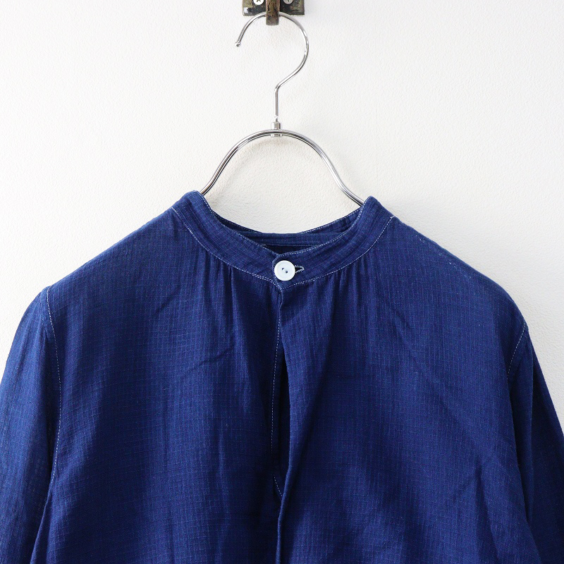 ドーサ dosa カディコットンスキッパーチュニックプルオーバーブラウス 2 インディゴ染 ネイビー┃インド製【2400014703818】_画像3