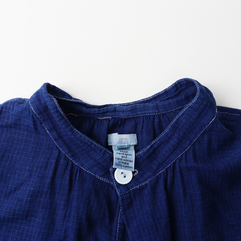 ドーサ dosa カディコットンスキッパーチュニックプルオーバーブラウス 2 インディゴ染 ネイビー┃インド製【2400014703818】_画像5