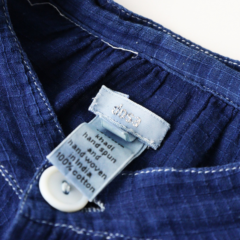 ドーサ dosa カディコットンスキッパーチュニックプルオーバーブラウス 2 インディゴ染 ネイビー┃インド製【2400014703818】_画像6