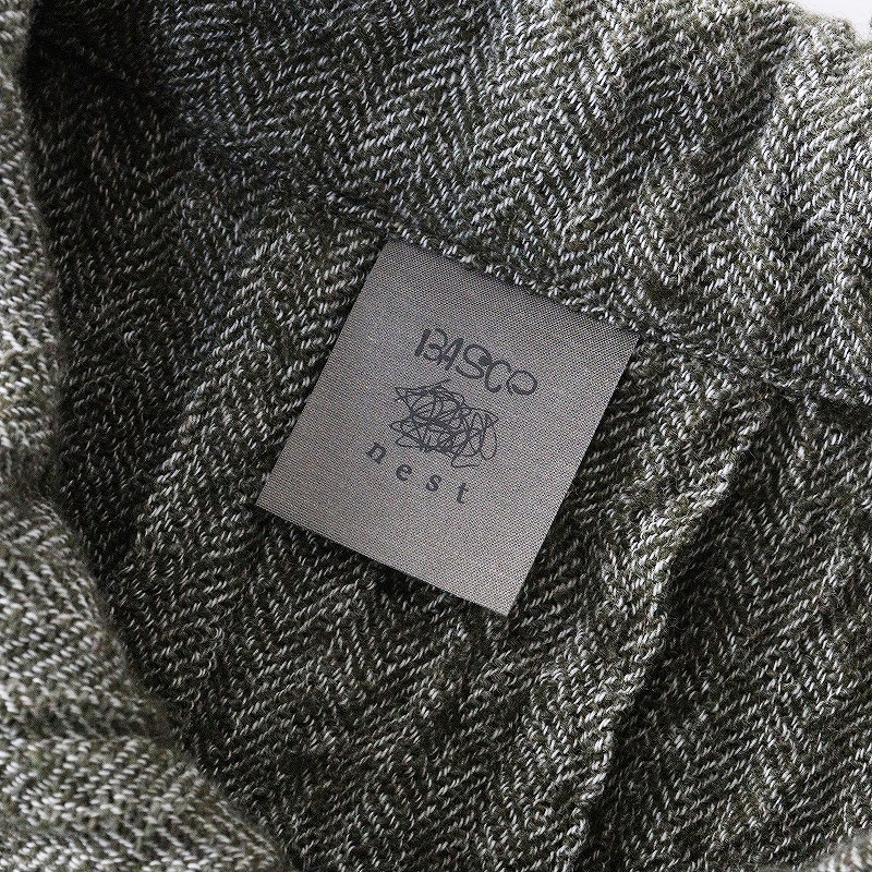 美品 バスコネスト BASCO-nest コットンウールヘリンボーンジャケット＼ダークグリーン タック フレア【2400014685657】_画像5
