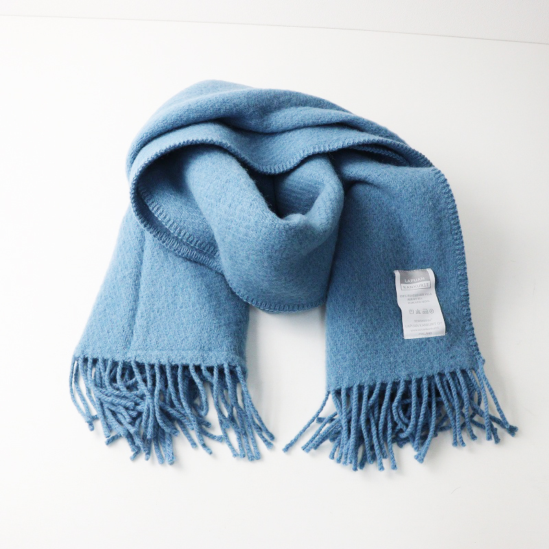ラプアンカンクリ LAPUAN KANKURIT ポケットショール Maria ｜ブルー フリンジ ウール マフラー 大判【2400014692525】_画像2