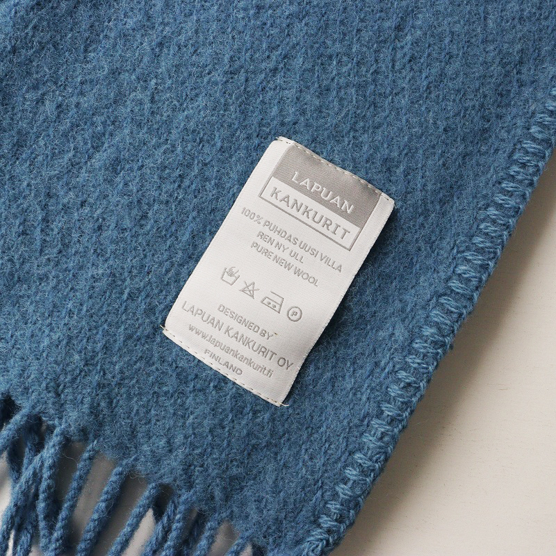 ラプアンカンクリ LAPUAN KANKURIT ポケットショール Maria ｜ブルー フリンジ ウール マフラー 大判【2400014692525】_画像6