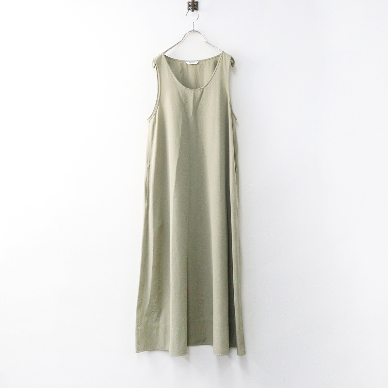 美品 定価15400円 ジムフレックス GYMPHLEX FLAIR DRESS ノースリーブフレアドレス 14 薄カーキ┃ワンピース【2400014702828】_画像1