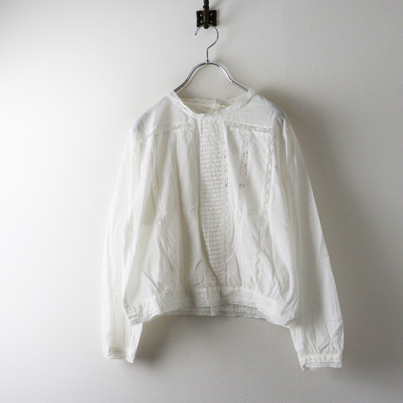 未使用 ハウピア haupia レース バックボタン ブラウス 38|オフホワイト トップス 長袖 シャツ【2400014694628】_画像1