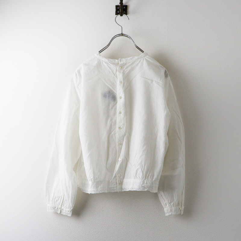 未使用 ハウピア haupia レース バックボタン ブラウス 38|オフホワイト トップス 長袖 シャツ【2400014694628】_画像2