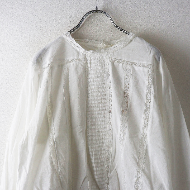 未使用 ハウピア haupia レース バックボタン ブラウス 38|オフホワイト トップス 長袖 シャツ【2400014694628】_画像3