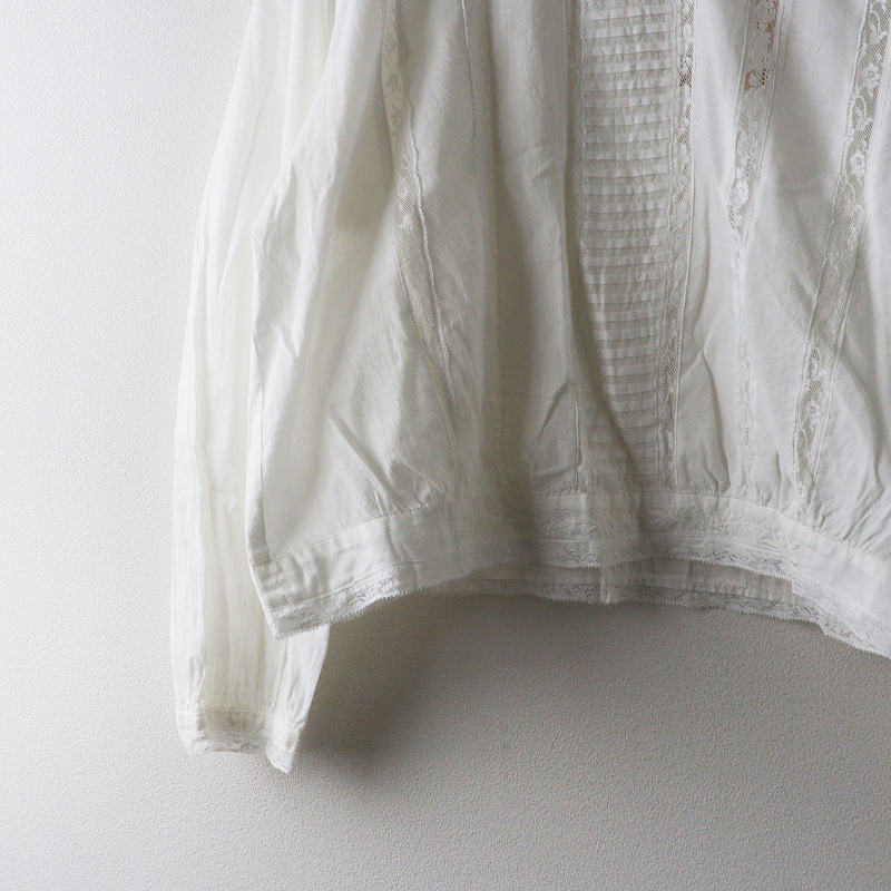 未使用 ハウピア haupia レース バックボタン ブラウス 38|オフホワイト トップス 長袖 シャツ【2400014694628】_画像4