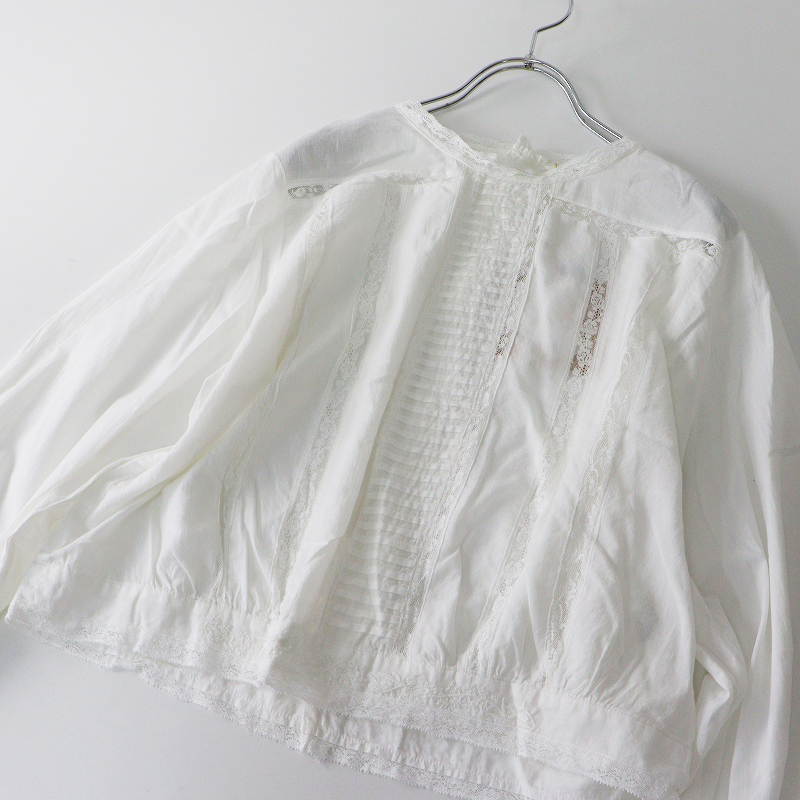 未使用 ハウピア haupia レース バックボタン ブラウス 38|オフホワイト トップス 長袖 シャツ【2400014694628】_画像6