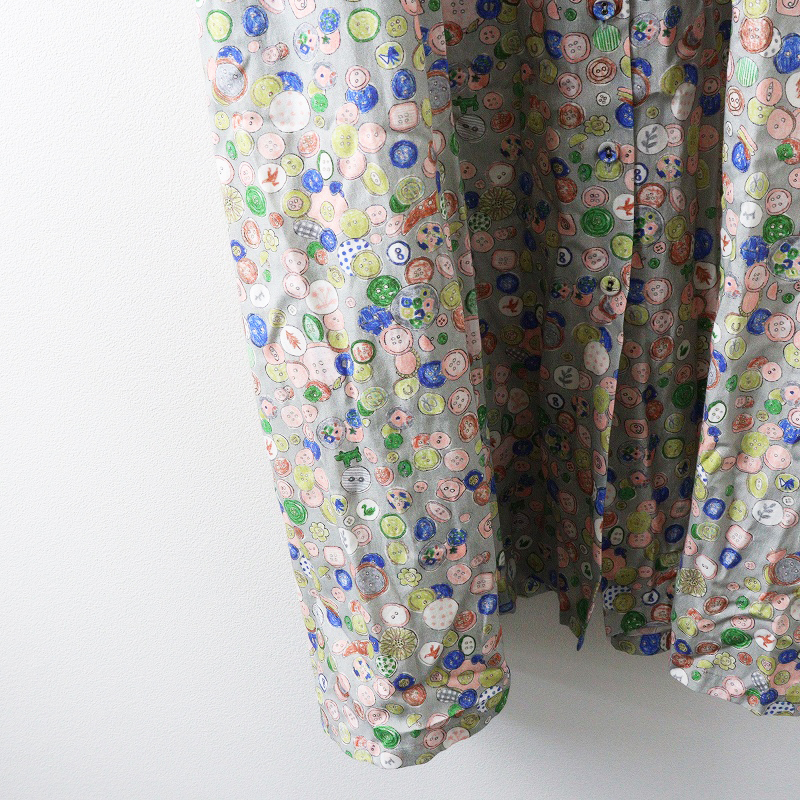 未使用 ハウピア haupia おばあちゃんのボタン缶 ノーカラー ワンピース 38｜グレー トップス ドレス【2400014694635】_画像5