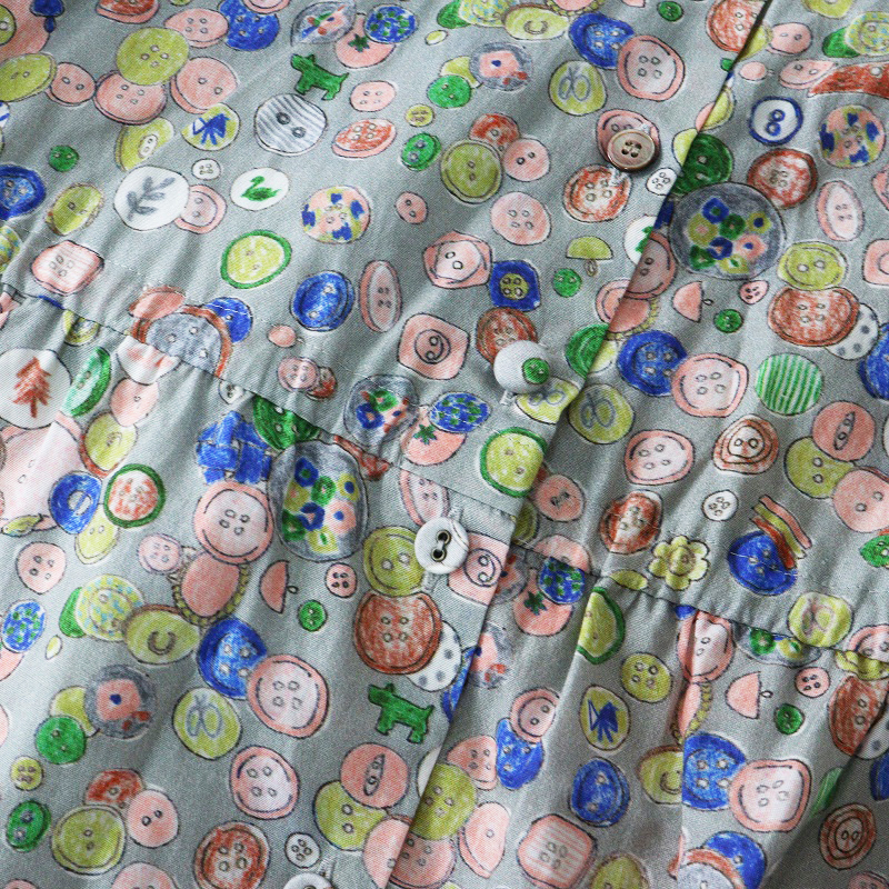 未使用 ハウピア haupia おばあちゃんのボタン缶 ノーカラー ワンピース 38｜グレー トップス ドレス【2400014694635】_画像7