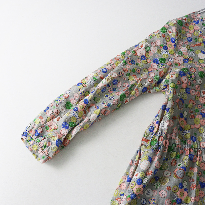 未使用 ハウピア haupia おばあちゃんのボタン缶 ノーカラー ワンピース 38｜グレー トップス ドレス【2400014694635】_画像8