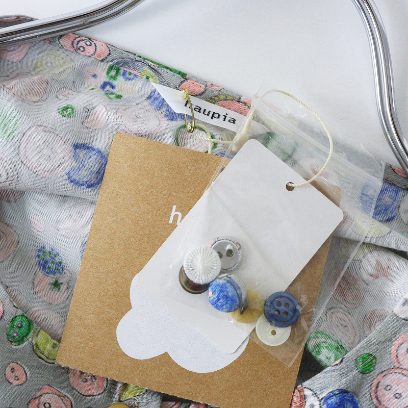 未使用 ハウピア haupia おばあちゃんのボタン缶 ノーカラー ワンピース 38｜グレー トップス ドレス【2400014694635】_画像9